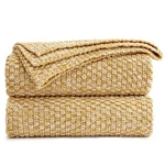 Longhui Bedding Gold Knitted Throw Blanket For Couch, Soft, Cozy Machine. Fixed Price $40.99.