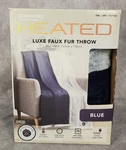 Berkshire Home Heated Luxe Faux Fur Throw Blanket Blue Silver 50 60 Inches. Fixed Price $25.00.