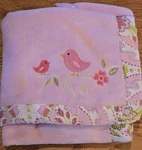 Baby Blanket Super Soft Pink Kids Line Dena Embroidered Birds Paisley Trim. Fixed Price $29.99.