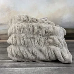 Pottery Barn Faux Fur Ruched Throw Blanket 60 X80 Champagne Spots Washed Read. Fixed Price $99.95.