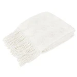 Textured Knitted Fringe Throw Blanket Decorative For Couch Sofa Bed Lightweight. Fixed Price $26.99.