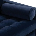 Set Of Poly And Bark Napa Navy Blue Velvet Bolster Throw Pillow Cushion Lumbar. Fixed Price $30.00.