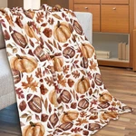 Fall Football Fuzzy Throw Blanket Autumn Pumpkin Maple Leaves 50X60 Inch. Fixed Price $34.36.