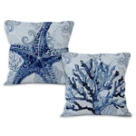 Coastal Pillow Covers 18X18 Set Of 2,BEACH Nautical Coral Starfish Home Decor.... Fixed Price $22.25.