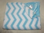 Nemcor Aqua Blue White Chevron Stripe Baby Blanket Sherpa Zig Zag RN100345. Fixed Price $24.99.