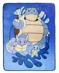 Pokemon Squirtle Evolutions Throw Blanket 46" X 60" Soft Fleece. Fixed Price $34.99.