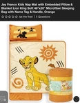 Jay Franco Lion King Kids Nap Mat Blanket Set Microfiber 20X46IN Orange Pillow. Fixed Price $39.99.