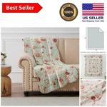 Classic Blue Floral Throw Blanket - Reversible Quilted Design, 50X60 Inches. Fixed Price $68.95.