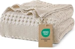 Phf 100% Cotton Waffle Weave Blanket Queen 90"X90" Taupe/oatmeal. Fixed Price $35.00.