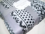 Berkshire Classic Velvety Gray Fair Isle Plush Full Queen Blanket Satin Binding. Fixed Price $31.50.