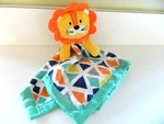 Dream Kids Lion Security Blanket Lovey Geometric Print Satin Teal Trim Baby. Fixed Price $12.97.