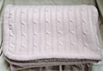 Rising Star Pink Cable Knit Girl Baby Blanket White Sherpa Back Soft Nursery. Fixed Price $39.99.