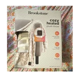 Brookstone Heated Plush Throw Blanket, 50"X60", Ultra Thin, Beige/white. Fixed Price $25.00.