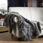 Luxury Faux Fur Throw Blanket, Grey And Black High Pile Mixed .... Fixed Price $73.57.