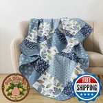 Slpr Pacific Coast 50" X 60" Quilted Throw Blanket, Blue And White Floral Patchw. Fixed Price $74.00.