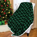 Catalonia Buffalo Plaid Green Sherpa Throw Blanket, Reversible 50"X60",. Fixed Price $31.75.