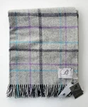 Bronte By Moon Uk 100% Merino Wool Throw Gray / Blue Purple Windowpane New. Fixed Price $90.00.
