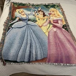 Disney Wovenfringe Tapestry Throw Blanket Cinderella Belle Sleeping Beauty 56X36. Fixed Price $39.99.