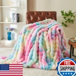 Rynghipy Faux Fur Throw Blanket Tie Dye Colorful Rainbow For Couch Plush. Fixed Price $83.32.