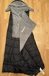 Weatherproof Vintage Hooded Blanket 54 X72 Quilted Black Gray Plush Lined Throw. Fixed Price $28.00.