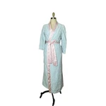 Vintage Natori Quilted Blue And Pink Floral Embroidered Robe Thick Bed Jacket S. Fixed Price $89.00.