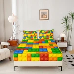 Kids Games Set For Child Bedroom Color Building Blocks Fitted Sheet.... Fixed Price $24.93.
