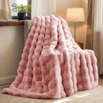 Faux Fur Throw Blanket Bubble Texture Plush Fuzzy Fleece Cozy Lightweight. Fixed Price $63.99.