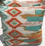 Rizzy Rugs Brushstroke Geometric Chevron Throw Pillow X20" Orange Green New. Fixed Price $169.00.