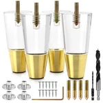 Acrylic Furniture Legs With Gold Caps - Mid Century For Couch, Sofa, Cha.... Fixed Price $57.81.