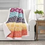 Lush Decor Bohemian Stripe Sherpa Throw, 50X60", Fuchsia/orange. Fixed Price $48.40.