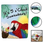It's O'clock Somewhere Fleece Blanket 50'' X 60'' Tropical Beach Cozy Throw. Fixed Price $10.95.