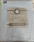 Grand Hotel Collection 100% Cotton Houndstooth Woven Blanket Pearl Blue Fl/qn. Fixed Price $74.95.