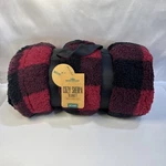 Nwt Northeast Outfitters Cozy Black Red Check Sherpa Blanket 50 X 60 Christmas. Fixed Price $16.16.