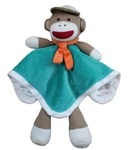 Baby Starters Sock Monkey Teal Green Rattle Plush Security Blanket Lovey. Fixed Price $5.47.