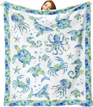 Ocean Life Blue Flannel Throw Blanket 50X60 Soft Coastal Marine Creature. Fixed Price $26.99.