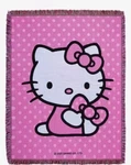Hello Kitty Sanrio Polka Dot Jacquard Tapestry Throw Blanket Pink - Nwt. Fixed Price $21.83.