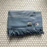 Ll Bean Pendleton Wool Throw Blanket Light Blue White Striped Made Usa Fringe. Fixed Price $72.00.