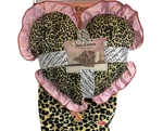 Juicy Couture Leopard Throw Blanket Heart Pillow Set Pink Ruffle 2PC. Fixed Price $79.99.