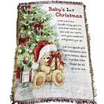 Babys 1ST Christmas Throw Blanket 50 X 36 Collections Etc. Woven Teddy Bear. Fixed Price $27.49.
