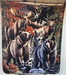 Grizzly Elk Moose Wolf Eagle Black Bear Majestic North Queen Blanket Bedspread. Fixed Price $57.41.