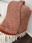 West Elm Faux Mohair Fringed Throw Blanket Reversible Herringbone Burnt Orange. Fixed Price $39.00.