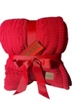 Simplicity Blanket Red Cable Knit Lambswool Lining Cvs Cozy Soft 50" X 60". Fixed Price $24.95.