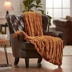 Ruched Cathy Spice Faux Fur Reversible Minky Throw Blanket, 50 65 In.. Fixed Price $76.23.