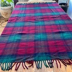 Faribault Woolen Mill Throw Blanket 50 X 64" 100% Virgin Magenta Blue Plaid. Fixed Price $65.98.