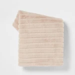 Textured Faux Fur Reversible Throw Blanket - Threshold. Fixed Price $35.00.