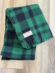 Filson Mackinaw 100% Wool Lap Robe Blanket Black Green Plaid 74" X 47". Fixed Price $249.00.