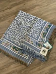 Vtg Cotton Cottagecore Woven Blanket Throw 53X65 Blue Jacquard Floral Fringe New. Fixed Price $28.00.