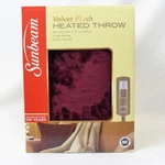 Sunbeam Garnet Red Heated Velvet Throw 50" X 60" 3 Settings Hour Auto Off. Fixed Price $59.99.