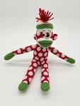 Animal Adventure Polka Dot Sock Monkey Plush 11 Red White Green. Fixed Price $5.20.