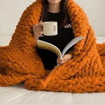 Atmosurely Ultra Soft Burnt Orange Chunky Knit Throw Blanket Cozy Fluffy Chen.... Fixed Price $53.94.
